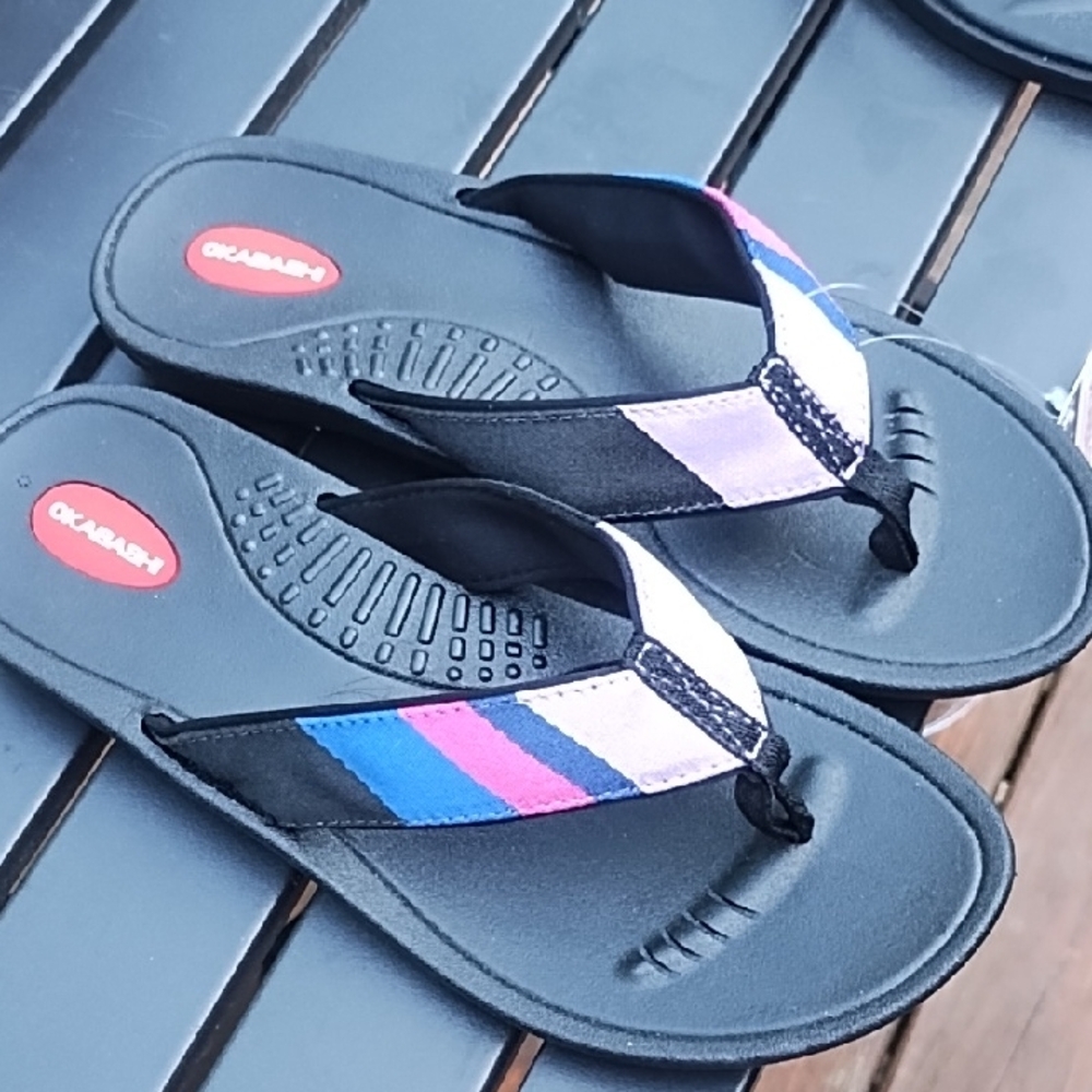 OKA b.Black Sandals with Multicolor Straps